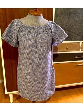 French Curve Blue Linen Dress 💙